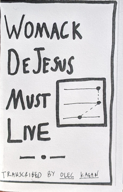 Cover of Womack DeJesus Must Live zine. Drawing of a small dot plot.
